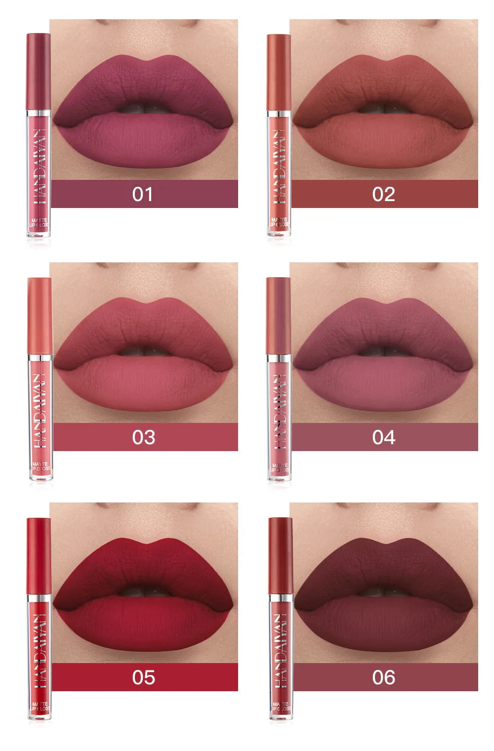 Set Pintalabios Aurora (matte-waterproof 6 en 1)